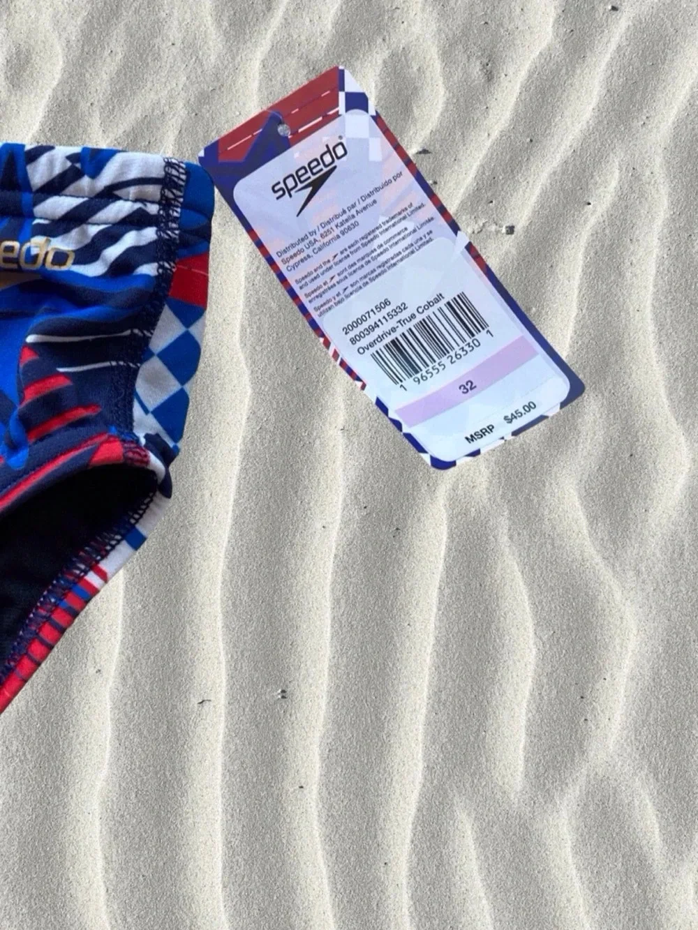 Speedo Overdrive Brief | Size 32 | True Cobalt | Red White Blue Stars NWT